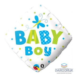 Balon foliowy baby boy grochy i ważka 18 cali 18cal (14666)