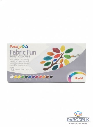 Pentel Farba do tkanin 12 kol w tubkach kolor: mix 6ml 12 kolor. Pentel