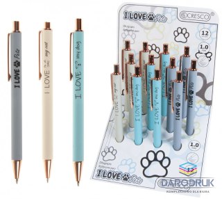 Cresco Długopis Zenith 4 12 SZT I LOVE PETS 5907464223868 wkład niebieski 1,0mm Cresco (230004)