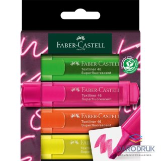 Faber Castell Zakreślacz Super Neon 4 kol. wkład mix 1,0-5,0mm Faber Castell (254600 FC)