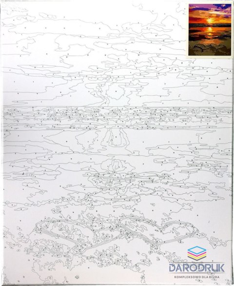 Flamingo Line Zestaw kreatywny Malowanie po numerach 40x50cm Zachód słońca nad morzem, serca na piasku Flamingo Line (fys040)