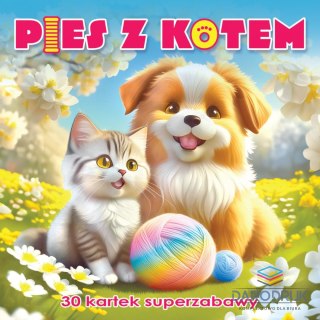 Kolorowanka Pies z kotem 3D