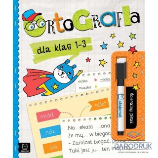 Książka dla dzieci Ortografia dla klas 1-3. Ścieralny pisak