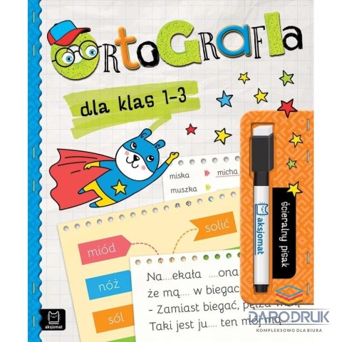 Książka dla dzieci Ortografia dla klas 1-3. Ścieralny pisak