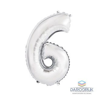 Godan Balon foliowy cyfra 6 srebrny 35 cm 35cal Godan (FG-C35S6)