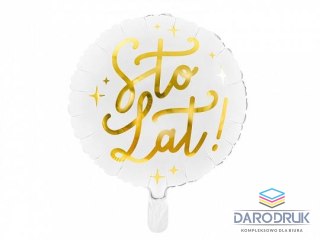 Partydeco Balon foliowy Sto lat!, 35cm, biały 14cal Partydeco (FB59)