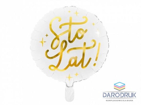 Partydeco Balon foliowy Sto lat!, 35cm, biały 14cal Partydeco (FB59)