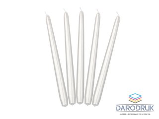 Partydeco Świeca Stożkowa metalizowany perłowa 1op/10szt biały [mm:] 240 Partydeco (SKMET-070M)