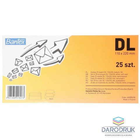 Bantex Koperta DL SK biała Bantex (400085698) 25 sztuk