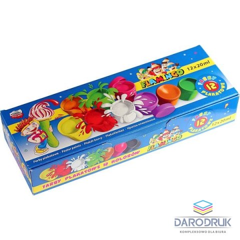 Flamingo Farby plakatowe Flamingo 12 kolorów x 20ml