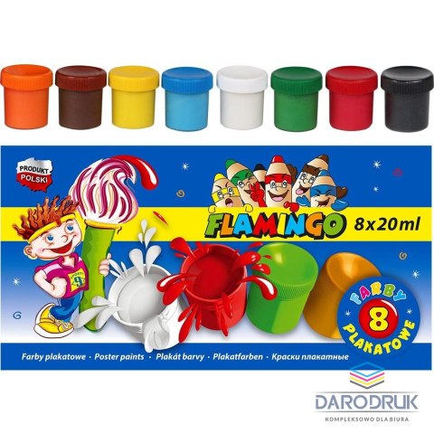 Flamingo Farby plakatowe Flamingo 8 kolorów x 20ml