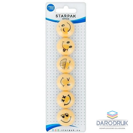 Starpak Magnes Emotki żółty śr. 30mm Starpak (378346) 6 sztuk