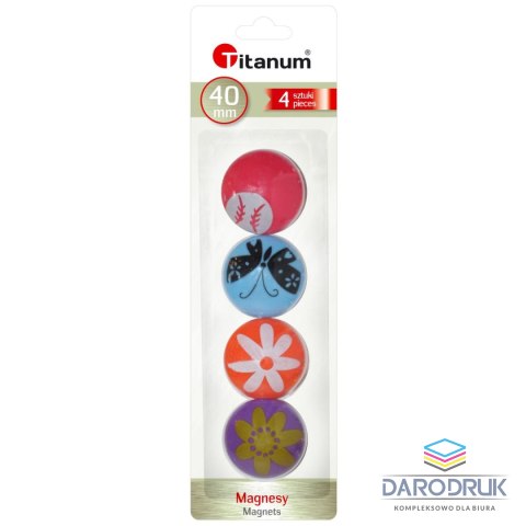 Titanum Magnesy Titanum 4 szt. Ø40 mm mix kolorów i wzorów