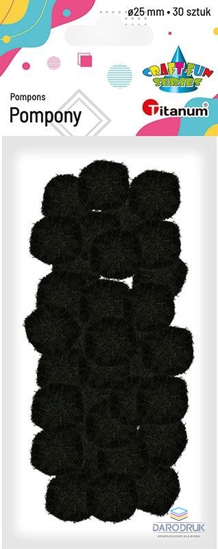 Titanum Pompony Craft-Fun Series poliestrowe czarne 30 szt Titanum