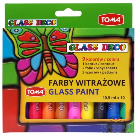 Toma Farba do malowania na szkle kolor: mix 10,5ml 9 kolor. Toma (TO-750 0 2)