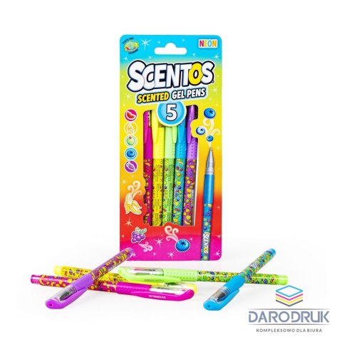Dumel Długopis żelowy pachnące, żelowe neonowe, 5 szt. wkład mix Dumel (ST60916)