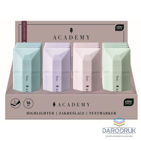 Interdruk Zakreślacz ACADEMY 4 sztuki wkład mix 1,0-3,0mm Interdruk