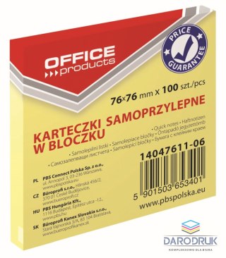 Office Products Notes samoprzylepny (karteczki) żółty jasny 100k [mm:] 76x76 Office Products (14047611-06)
