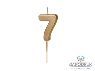 Partydeco Świeczka urodzinowa Cyferka 7, 4.5 cm, złoty Partydeco (SCU9-7)
