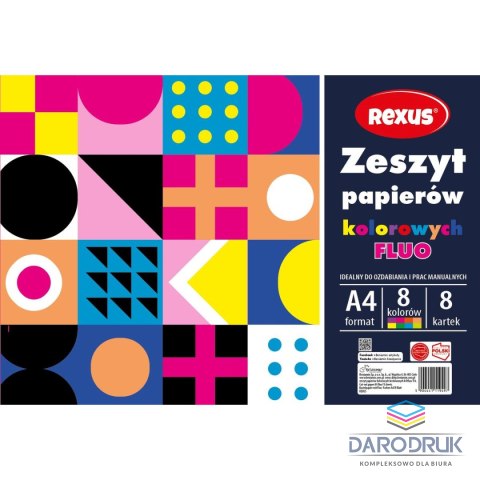 Rexus Zeszyt papierów kolorowych fluo A4 8k Rexus (9497)