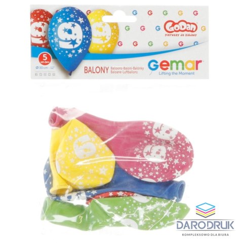 Godan Balon gumowy Z NADRUKIEM 5 szt mix Godan (GS110/9)