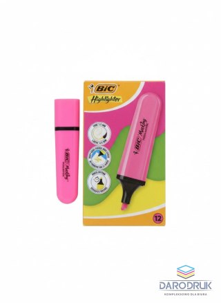 Bic Zakreślacz FLAT HIGHLIGHTER 12 szt 3086123742871 wkład różowy Bic (517963 neon różowy)