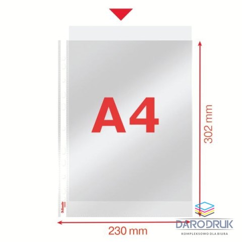 Esselte Koszulki na dokumenty krystaliczne A4 kolor: przezroczysty typu U 55 mic. Esselte (56066)
