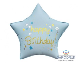 Godan Balon foliowy Happy Birthday, gwiazda matowa j. niebieska 18cal Godan (FG-GHMN)