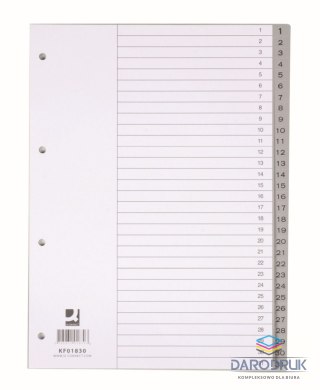 Q-Connect Przekładka numeryczna A4 szara 120g 31k 1-31 [mm:] 230x297 Q-Connect (KF01830)