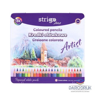 Strigo Kredki ołówkowe ARTIST 24 kol w op.metalowym 5905658810733 24 kol. Strigo (SSC537)
