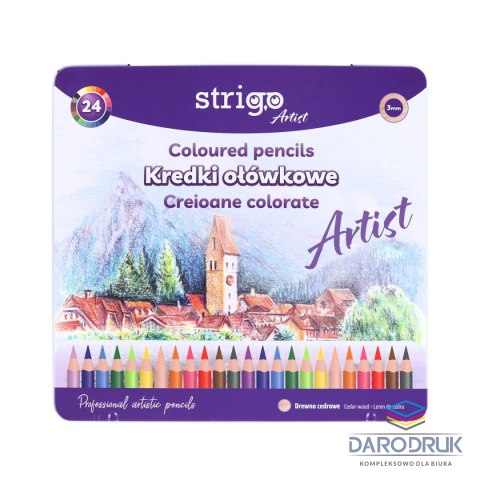 Strigo Kredki ołówkowe ARTIST 24 kol w op.metalowym 5905658810733 24 kol. Strigo (SSC537)