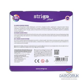 Strigo Kredki ołówkowe ARTIST 24 kol w op.metalowym 5905658810733 24 kol. Strigo (SSC537)