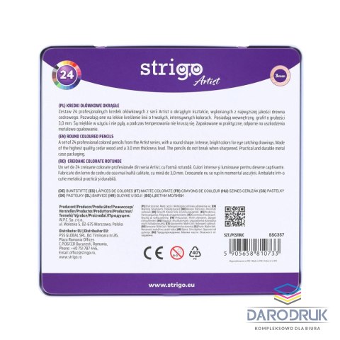 Strigo Kredki ołówkowe ARTIST 24 kol w op.metalowym 5905658810733 24 kol. Strigo (SSC537)
