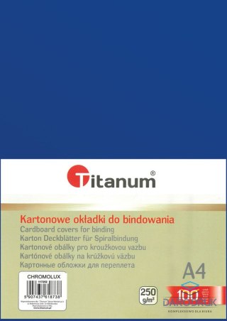 Titanum Karton do bindowania A4 błyszczący - chromolux niebieski 250g Titanum
