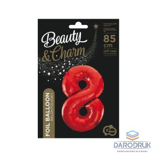 Godan Balon foliowy cyfra 8 czerwona 85cm Godan (BCHCW8)
