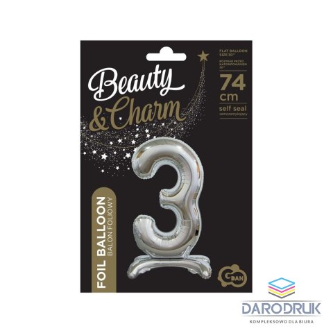 Godan Balon gumowy Beauty&Charm cyfra stojąca srebrna Srebrny 30cal Godan (BC-ASS3)
