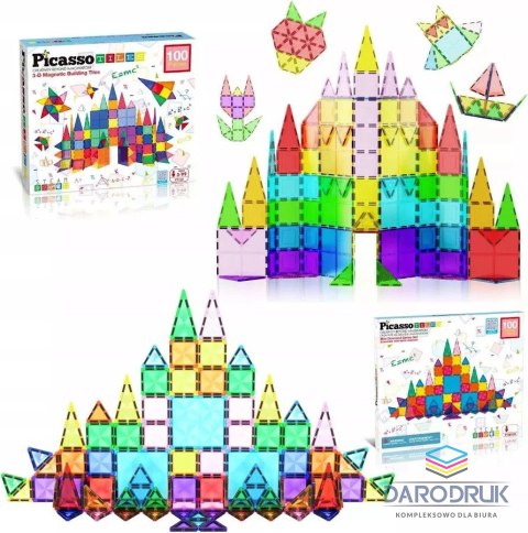 Orbico Sp. Z O.o. Klocki magnetyczne PICASSO TILES Zestaw Diamentowy 100 Elementów Orbico Sp. Z O.o. (PTM100)