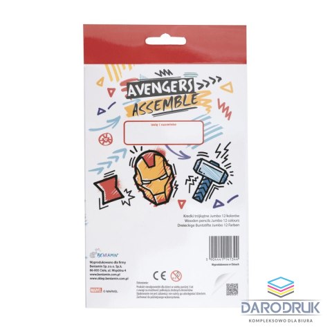 Beniamin Kredki ołówkowe Avengers trójkątne 12 kol. Beniamin