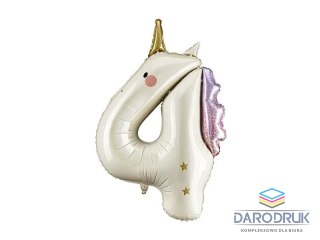 Partydeco Balon foliowy Cyfra 4 Jednorożec, 93cm Partydeco (FB359-4)