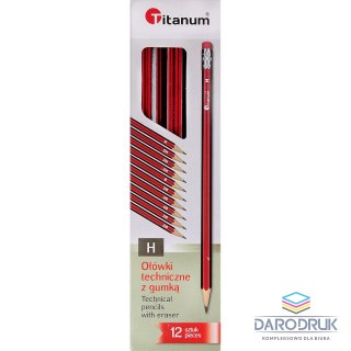 Titanum Ołówek techniczny Titanum H z gumką 12 szt.