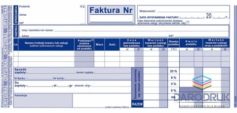 Michalczyk i Prokop Druk offsetowy 1/3 A4 Faktura VAT pełna 1/3 A4,80 kartek 80k. Michalczyk i Prokop (105-8E)