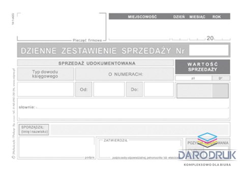 Michalczyk i Prokop Druk offsetowy A6 dzienne zestawienie sprzedaży 50k. Michalczyk i Prokop (K-14)