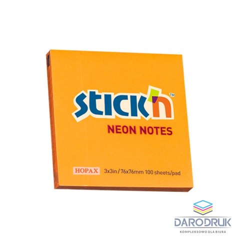 Stick'n Notes samoprzylepny (karteczki) pomarańczowy 100k [mm:] 76x76 Stick'n (21164)