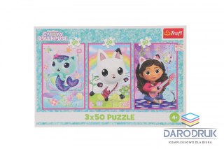 Trefl Puzzle Gabby Poznajcie Gabby i kotki 3x50 el. Trefl (34876)