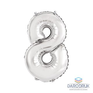 Godan Balon foliowy cyfra 8 srebrny 35 cm 8cal Godan (FG-C35S8)