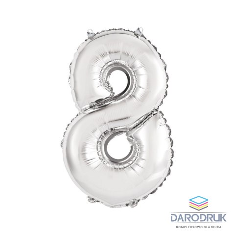 Godan Balon foliowy cyfra 8 srebrny 35 cm 8cal Godan (FG-C35S8)