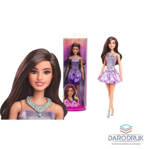 Barbie Lalka Fashionistas brązowe włosy, cekinowa sukienka [mm:] 290 Barbie (HYT92)