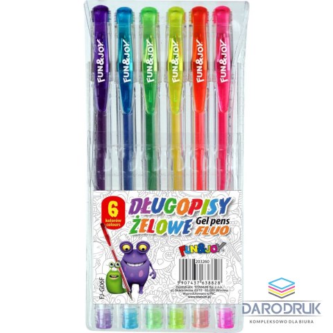 Fun&Joy Długopis żelowy fluorescencyjny wkład mix 0,8mm Fun&Joy (FJ-G06F)