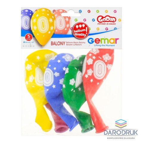 Godan Balon gumowy Premium Hel z nadrukiem 0, 13 cali/5 sztuk mix Godan (GS120/0)