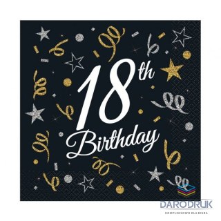 Godan Serwetki 18th Birthday CZARNY papier [mm:] 330x330 Godan (SP-18BD)